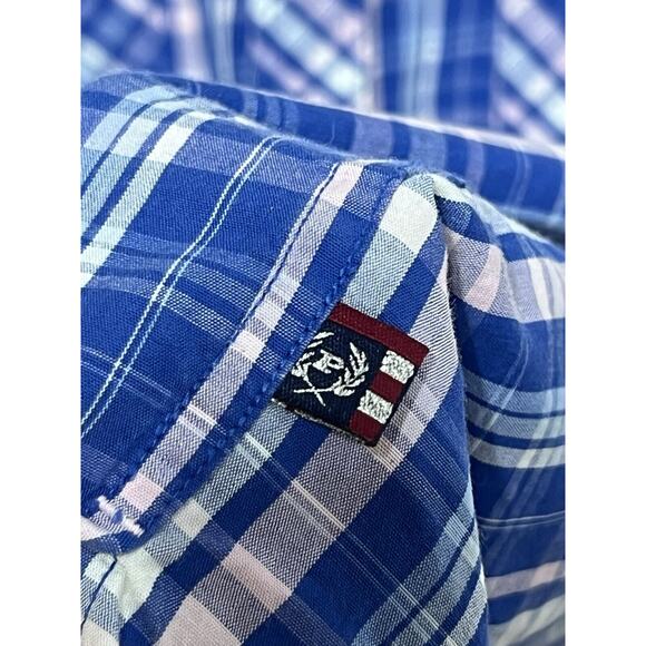 Y2K Phat farm shirt men’s XXL blue white Embroidered button short sleeve Vintage - Picture 11 of 11